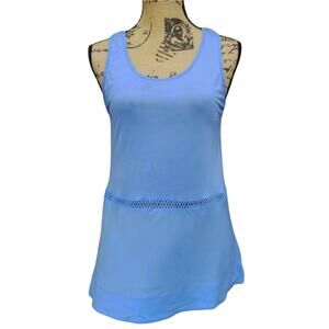 Blue Tank Top French Connection Size M Crochet Accent Sleeveless Shirt